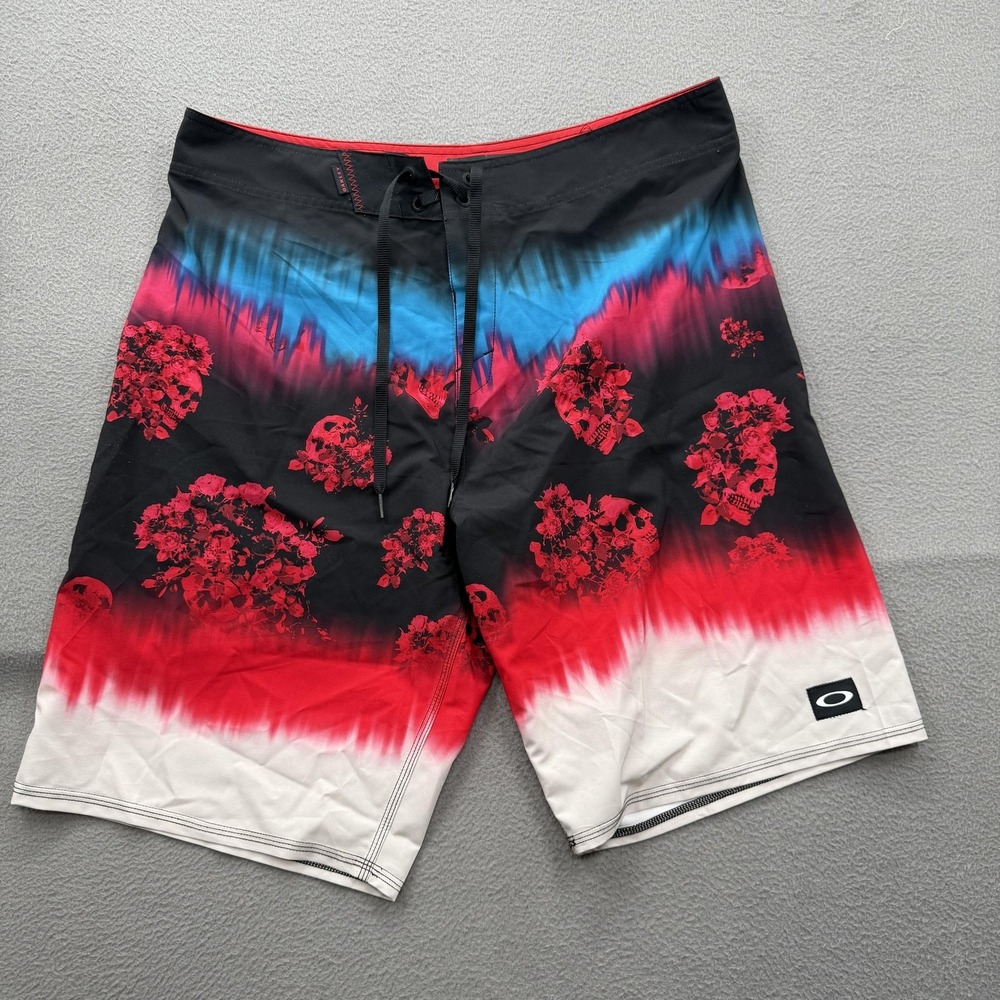 Oakley Board Shorts Mens 36 Multicolor Skull Floral Swim Trunks Quick Dry